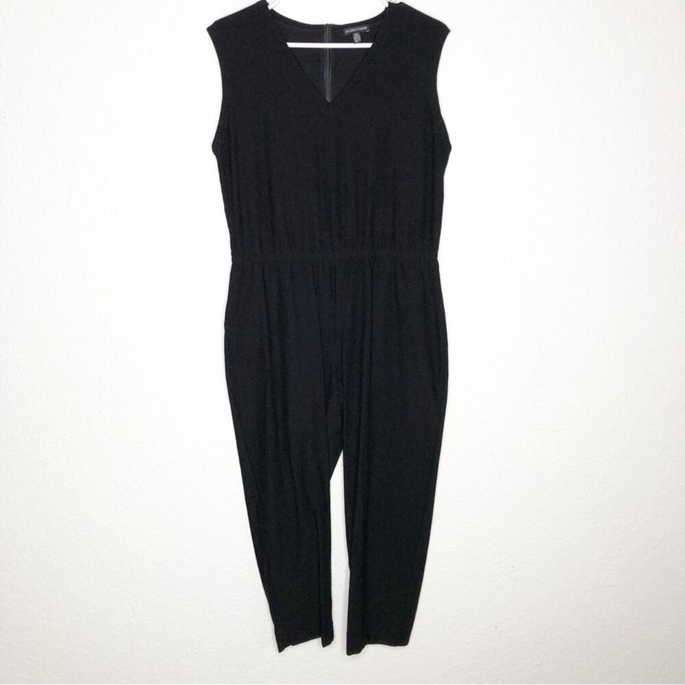 Eileen Fisher black v‎ neck sleeveless jumpsuit size Small